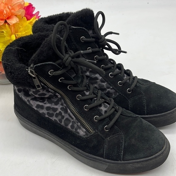 Cougar Cheeta Print High Top Sneakers with Faux Fur Trim Size 40/10 WRB4449C - Picture 1 of 7